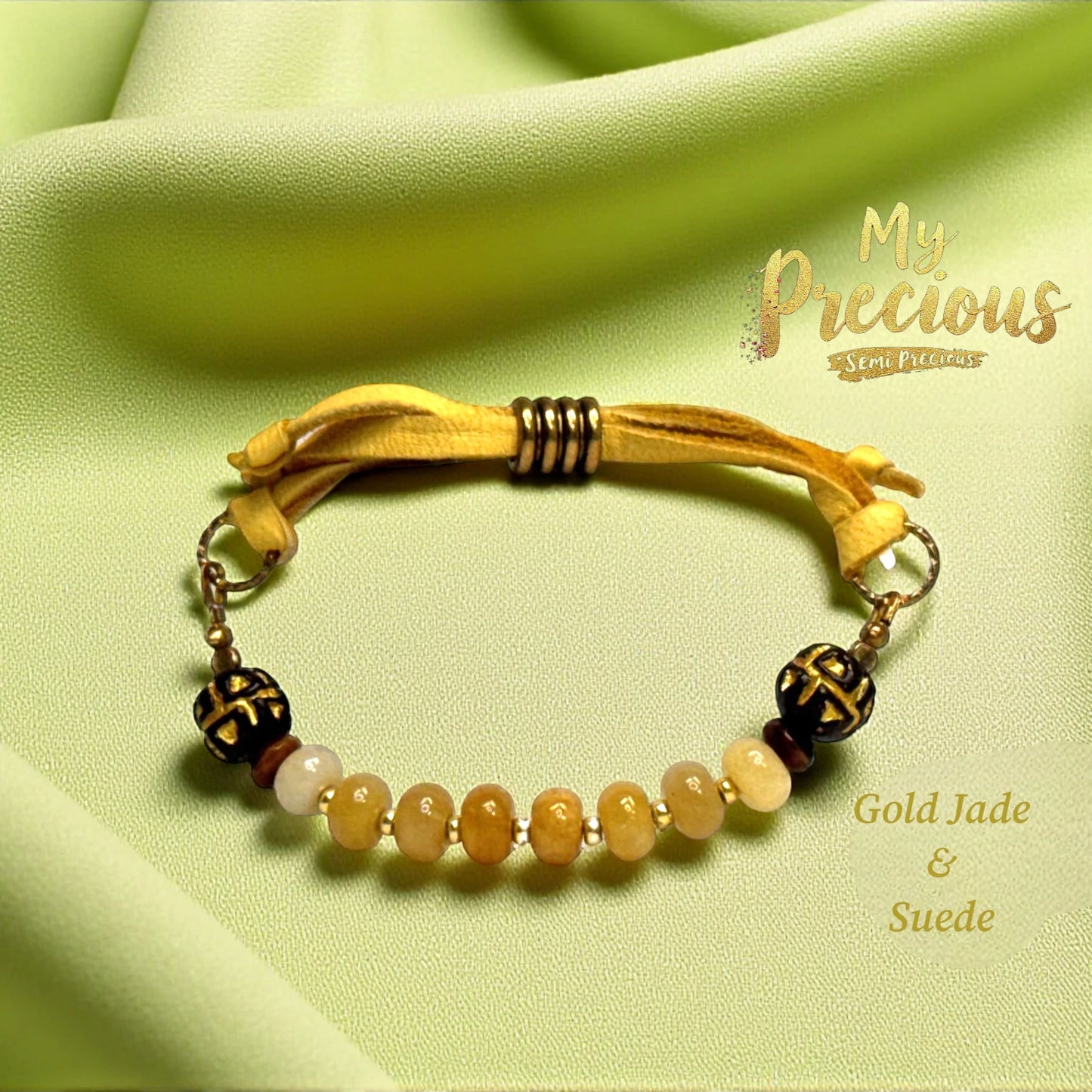 My Precious Semi Precious and Suede Bracelet Coolection -Gold