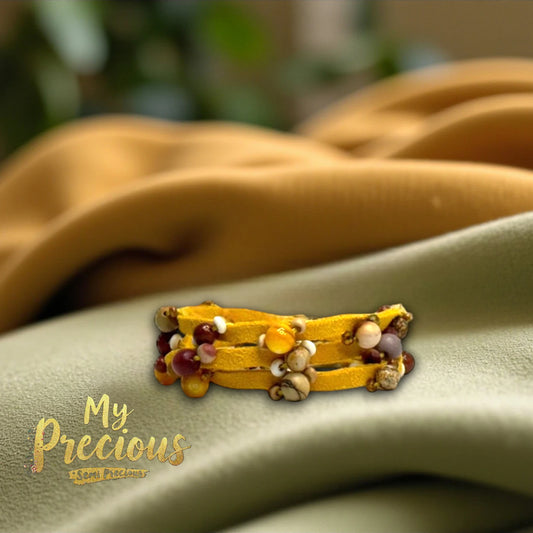 My Precious Semi Precious and Suede Bracelet Coolection -Gold