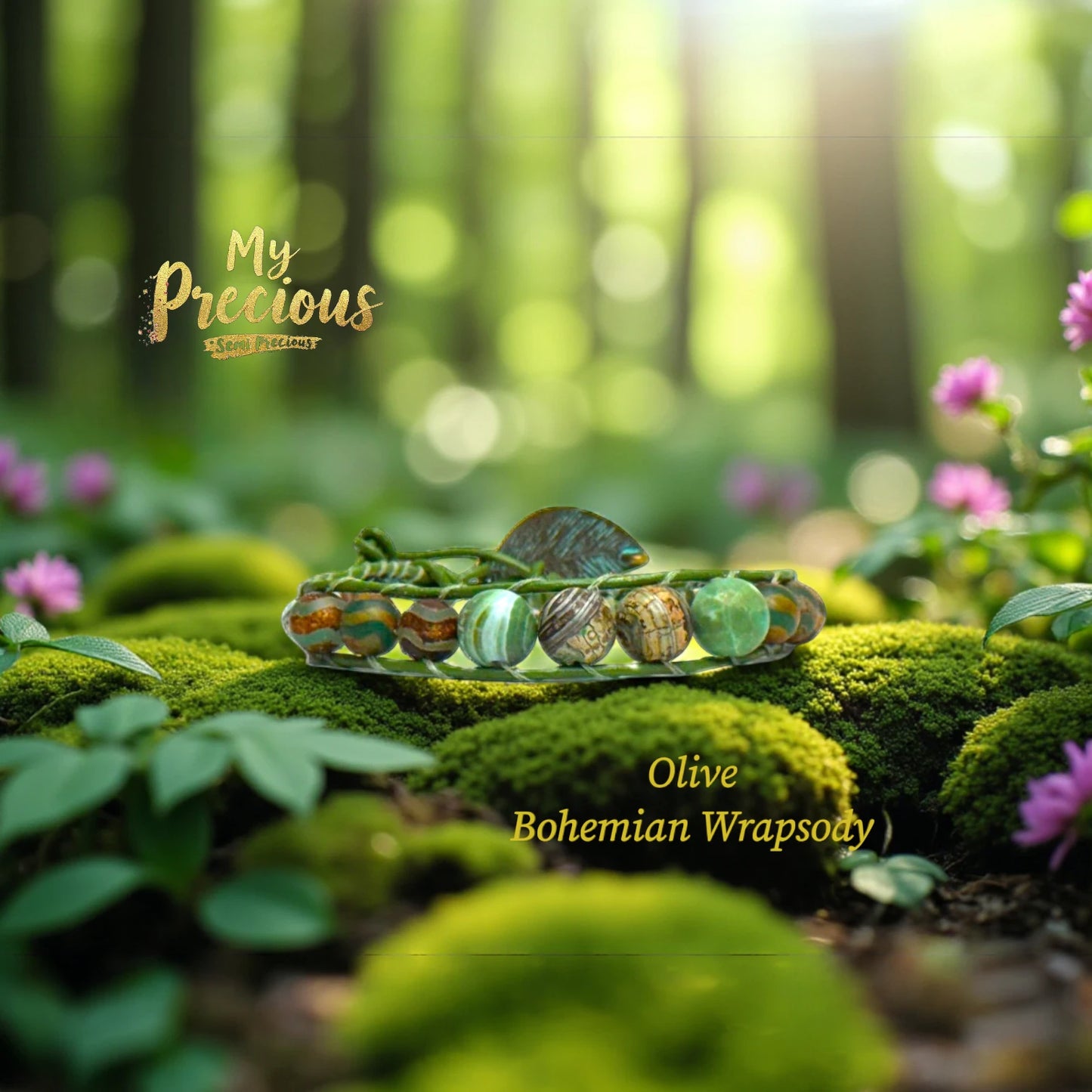 My Precious -Suede and Semi Precious Bracelet Collection-Olive