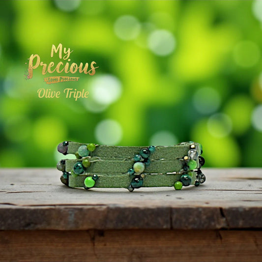 My Precious -Suede and Semi Precious Bracelet Collection-Olive