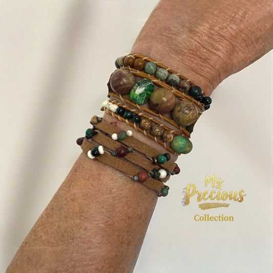 My Precious Semi Precious and Suede Bracelet Collection-Tan