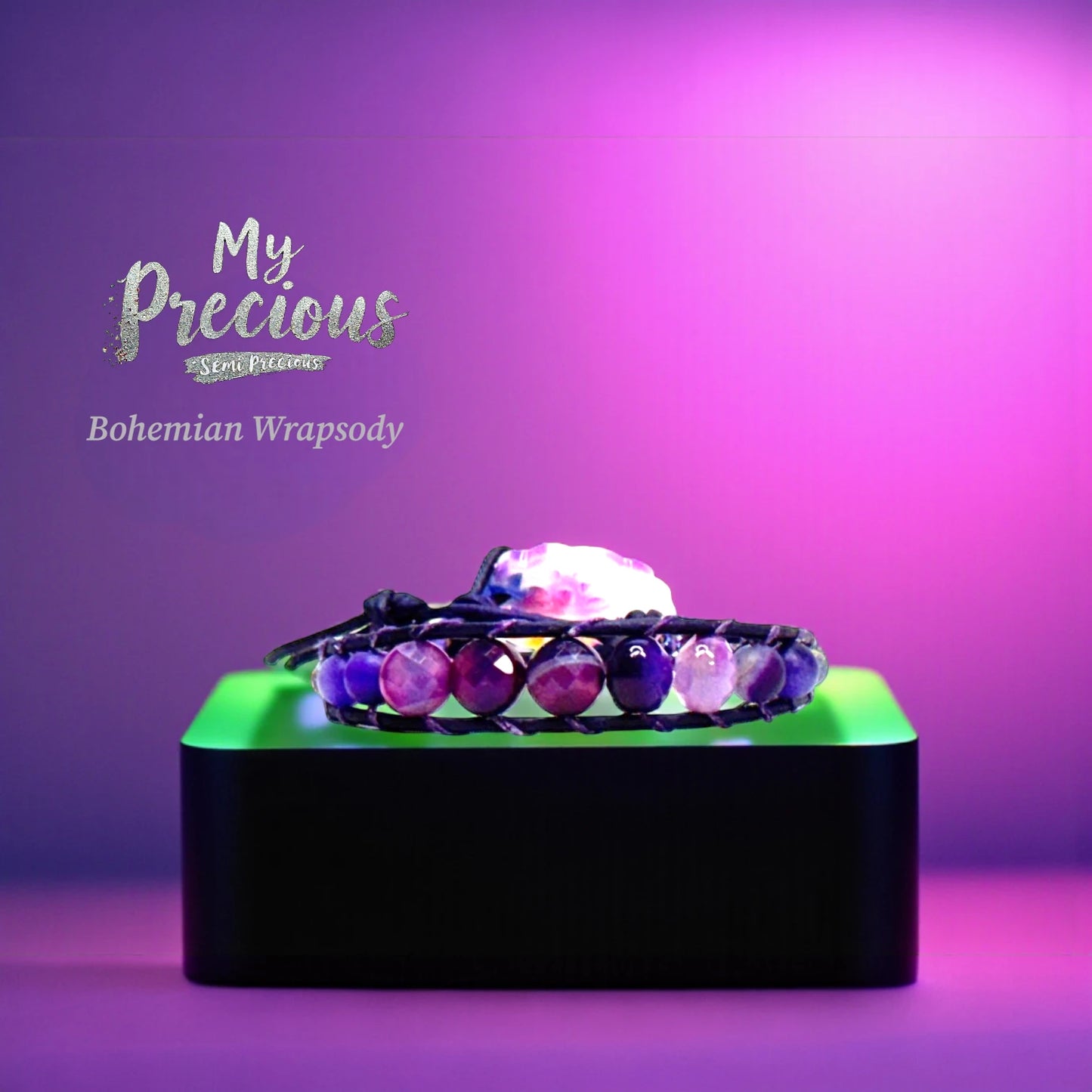My Precious Semi Precious and Suede Bracelet Collection- Deep Purple
