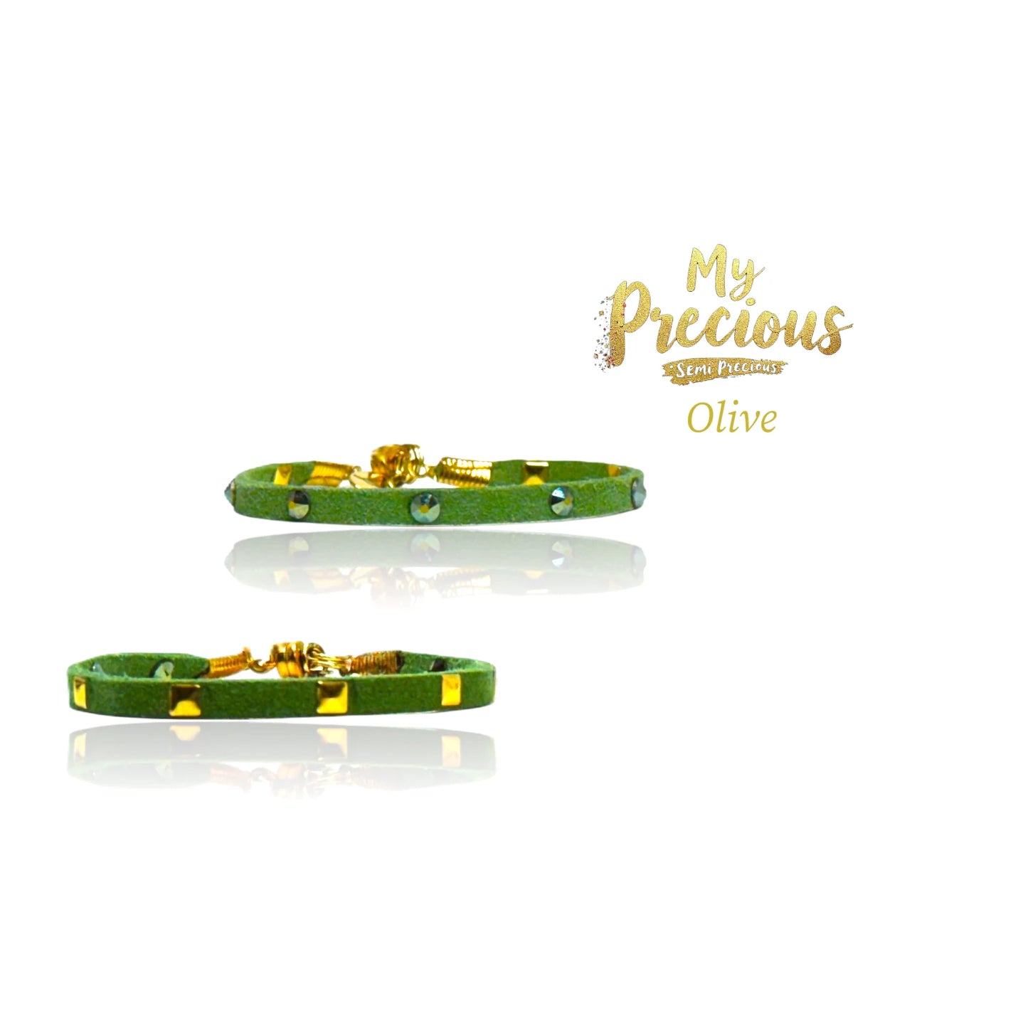 My Precious -Suede and Semi Precious Bracelet Collection-Olive