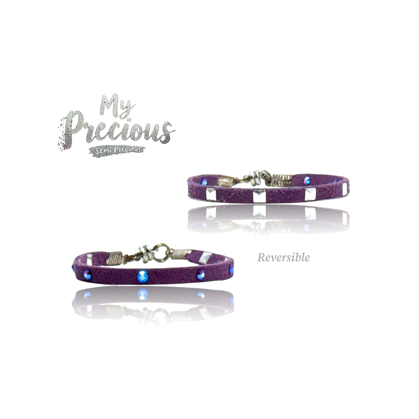 My Precious Semi Precious and Suede Bracelet Collection- Deep Purple