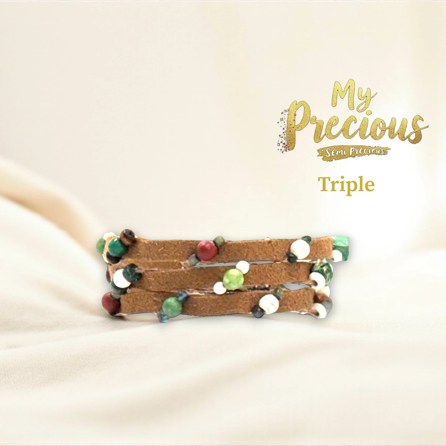 My Precious Semi Precious and Suede Bracelet Collection-Tan