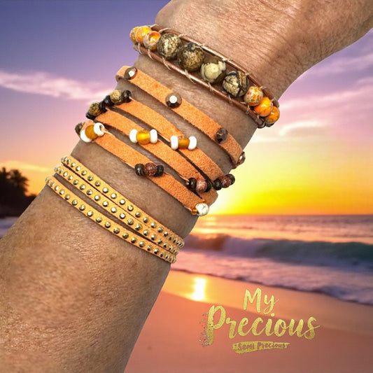 My Precious- Semi Precious and Suede Bracelet Collection -Amber