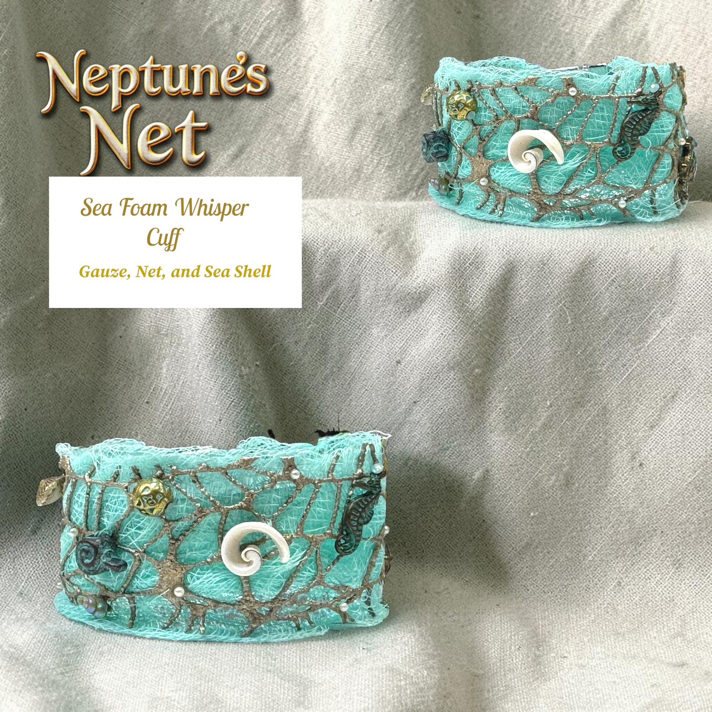 Neptunes Net Gauze Sea Shell Cuff-Sea Foam Whisper Cuff