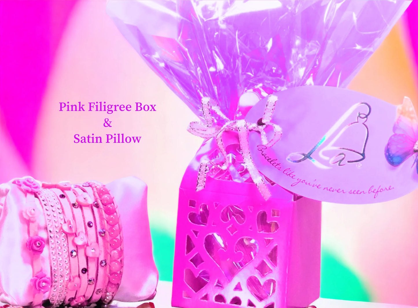 Pink Filigree Box and satin pillow $6.50