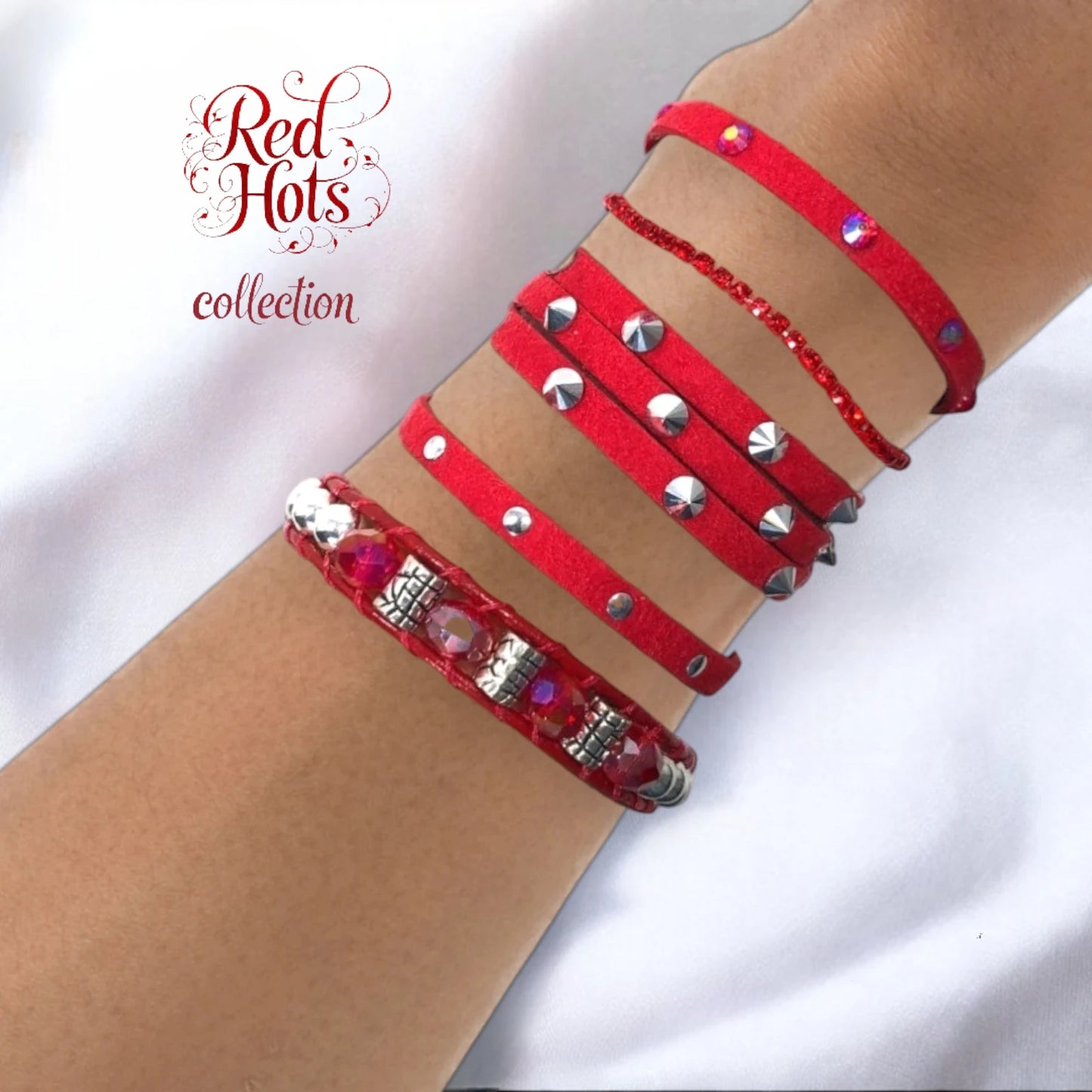 Red Faux Suede Bracelet – "Red Hots" Collection - Chic & Bold