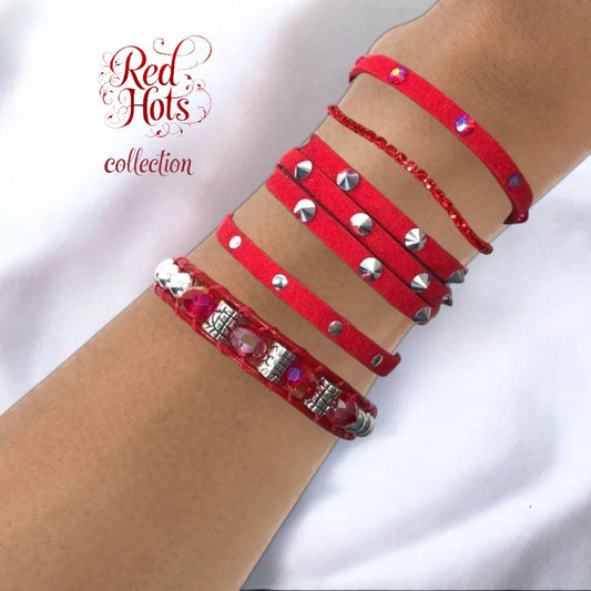 Red Faux Suede Bracelet – "Red Hots" Collection - Chic & Bold