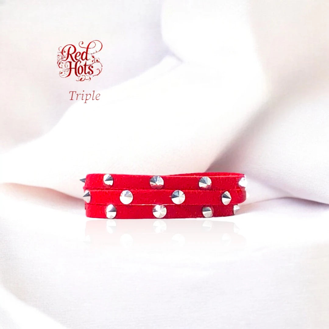 Red Faux Suede Bracelet – "Red Hots" Collection - Chic & Bold