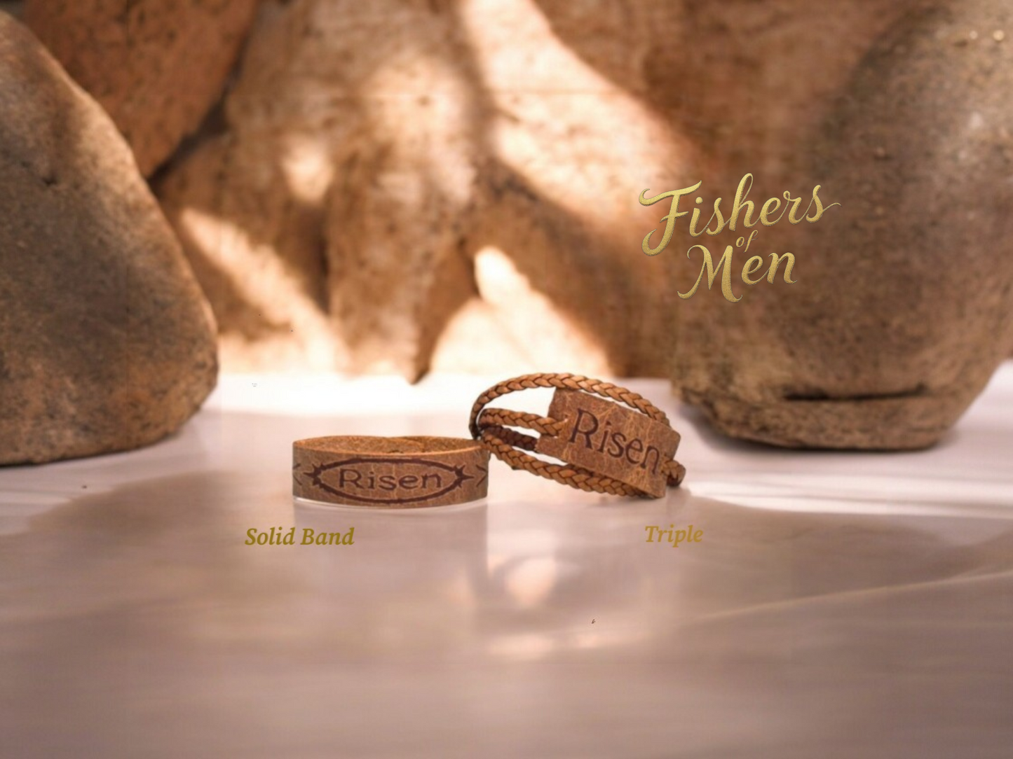 "Risen" Triple Leather & Solid Band Easter Bracelet