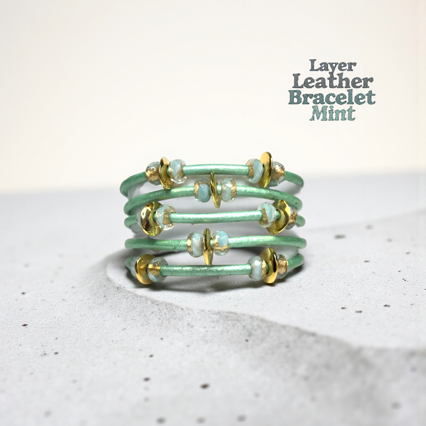 Layer Leather Bracelet-Mint