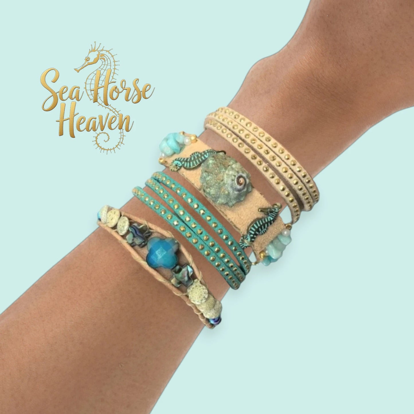 Sea Horse Heaven Suede Bracelets– Ocean-Inspired Elegance