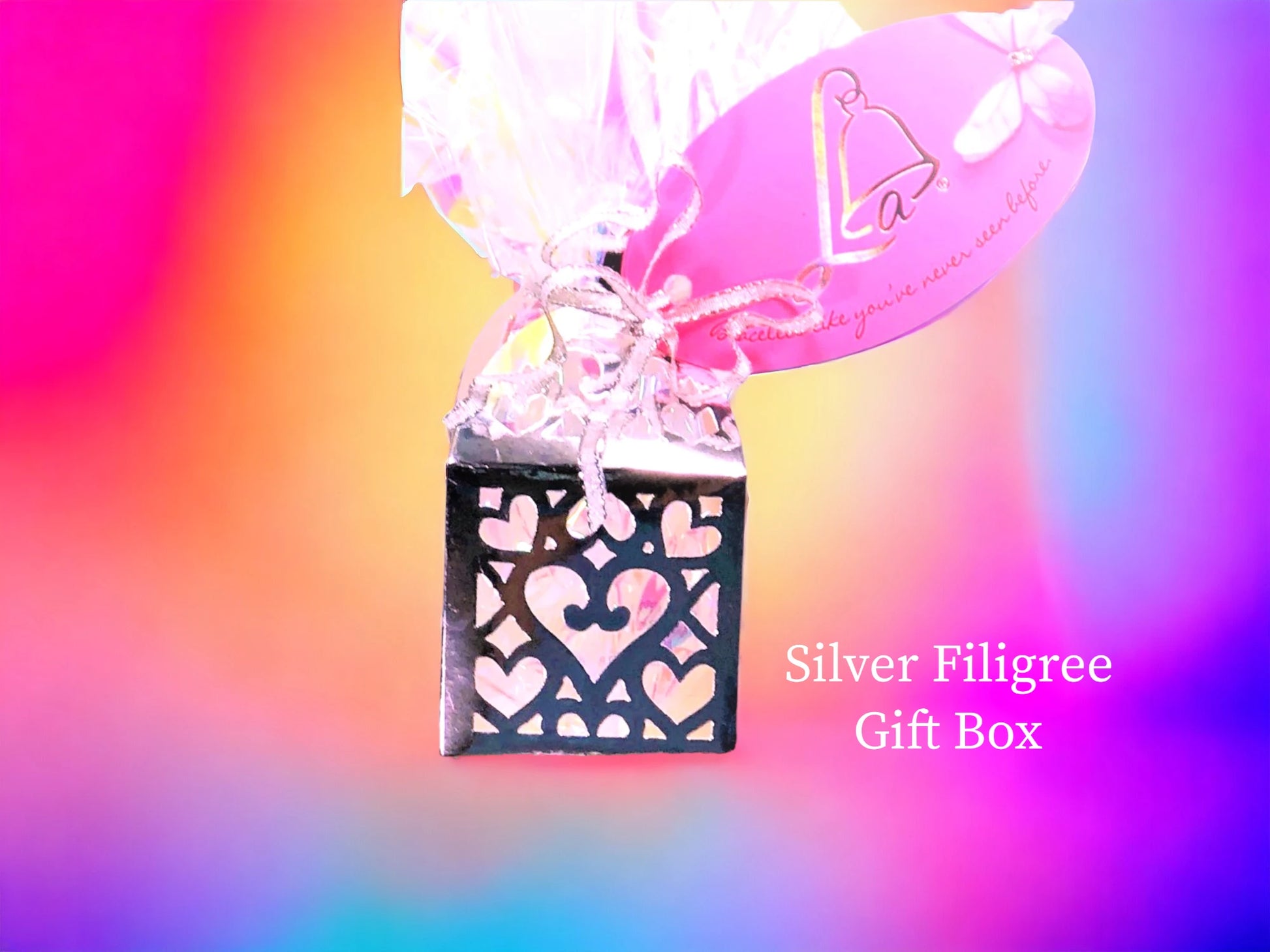 Silver Filigree Box with satin Pillow $6.50