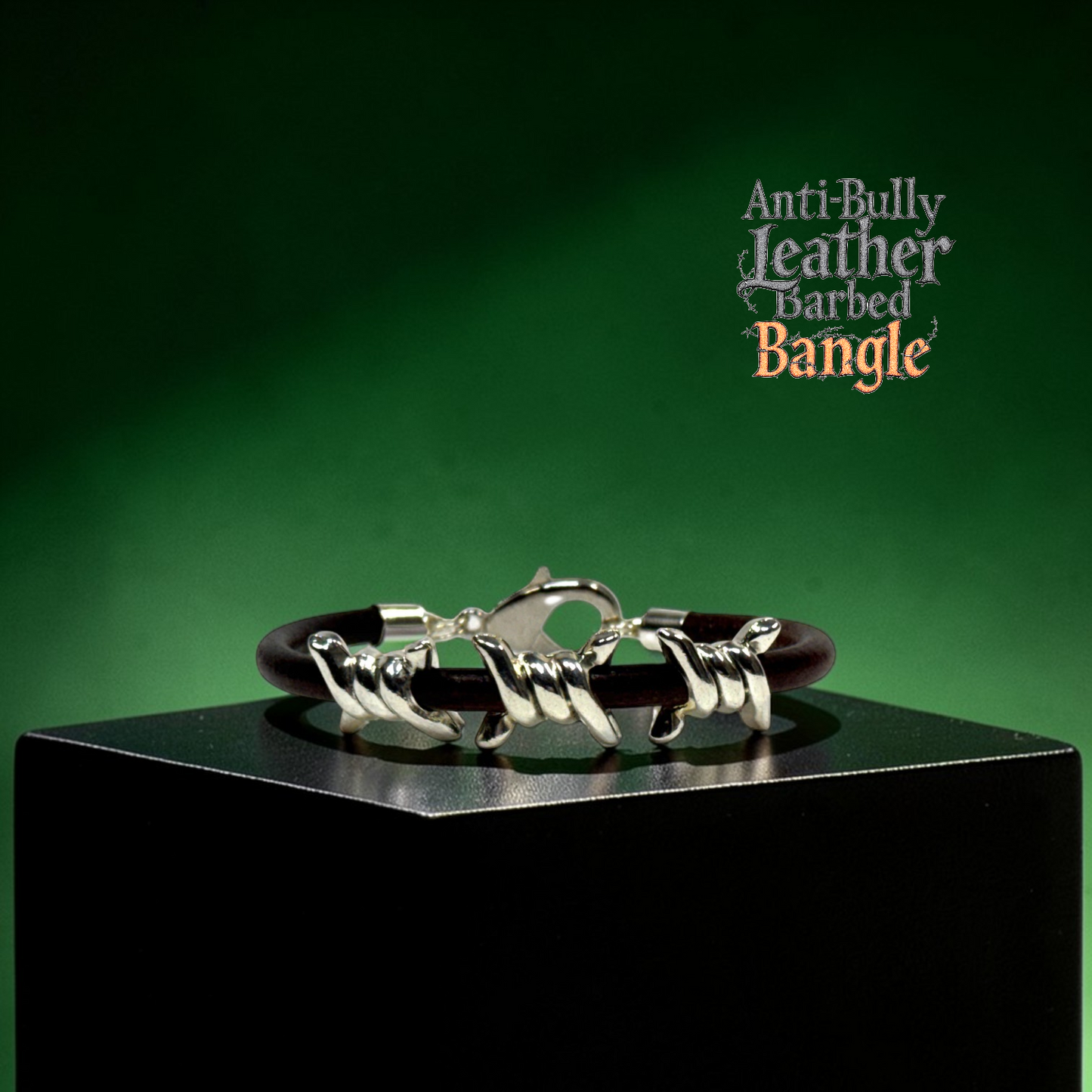 Anti-Bully Leather Barbed Bangle-Triple