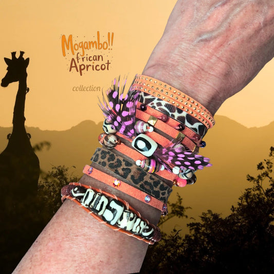 African Beads- Mogambo Bracelets – Handmade Boho Chic Wrap Bracelet"AFRICAN APRICOT"