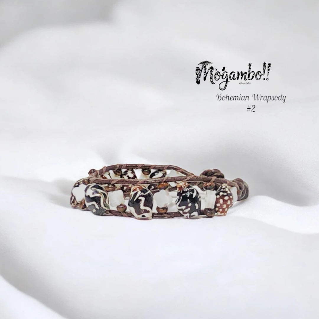 African Beads Mogambo Bracelet Set – Handcrafted Bohemian Style Jewelry-"African Safari"