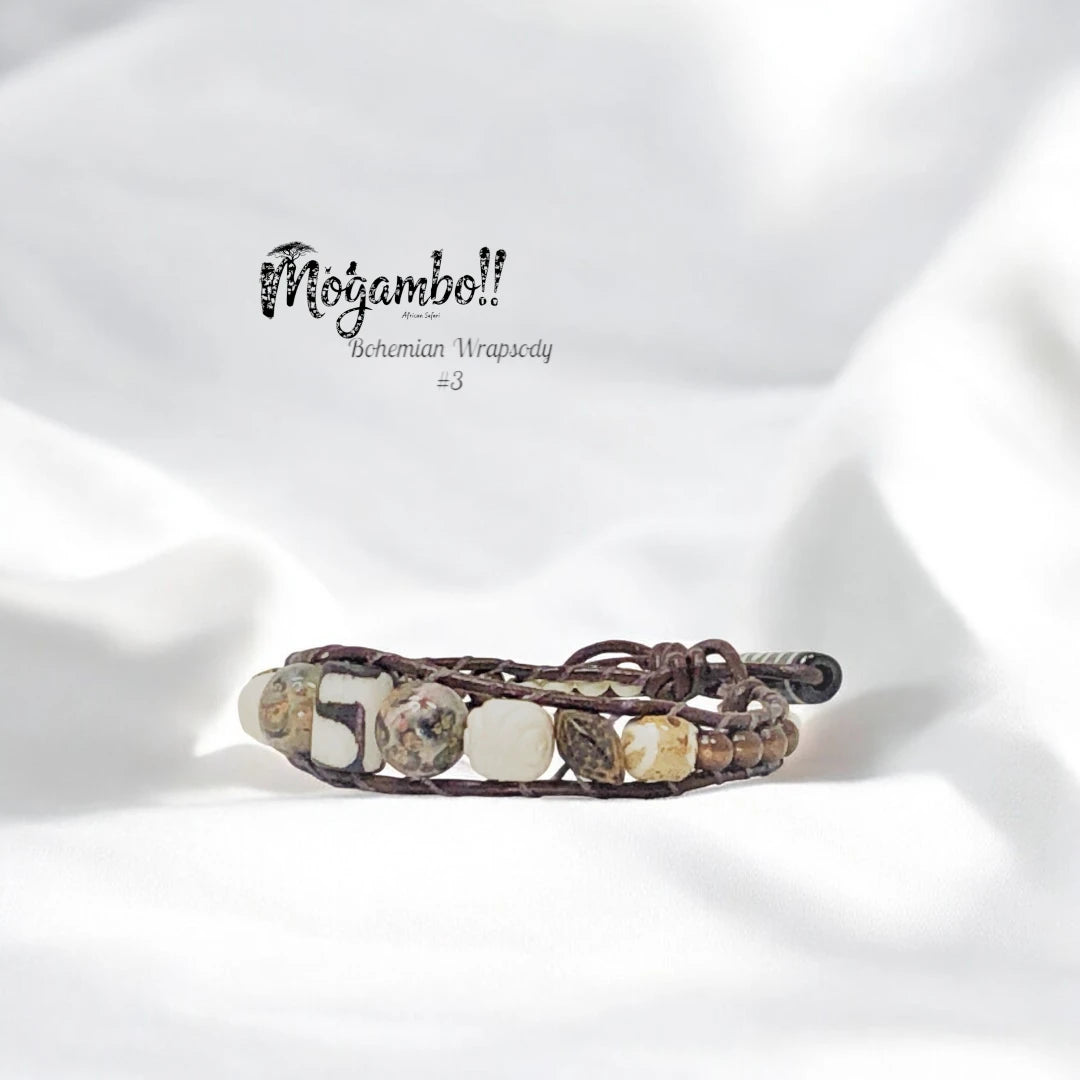 African Beads Mogambo Bracelet Set – Handcrafted Bohemian Style Jewelry-"African Safari"