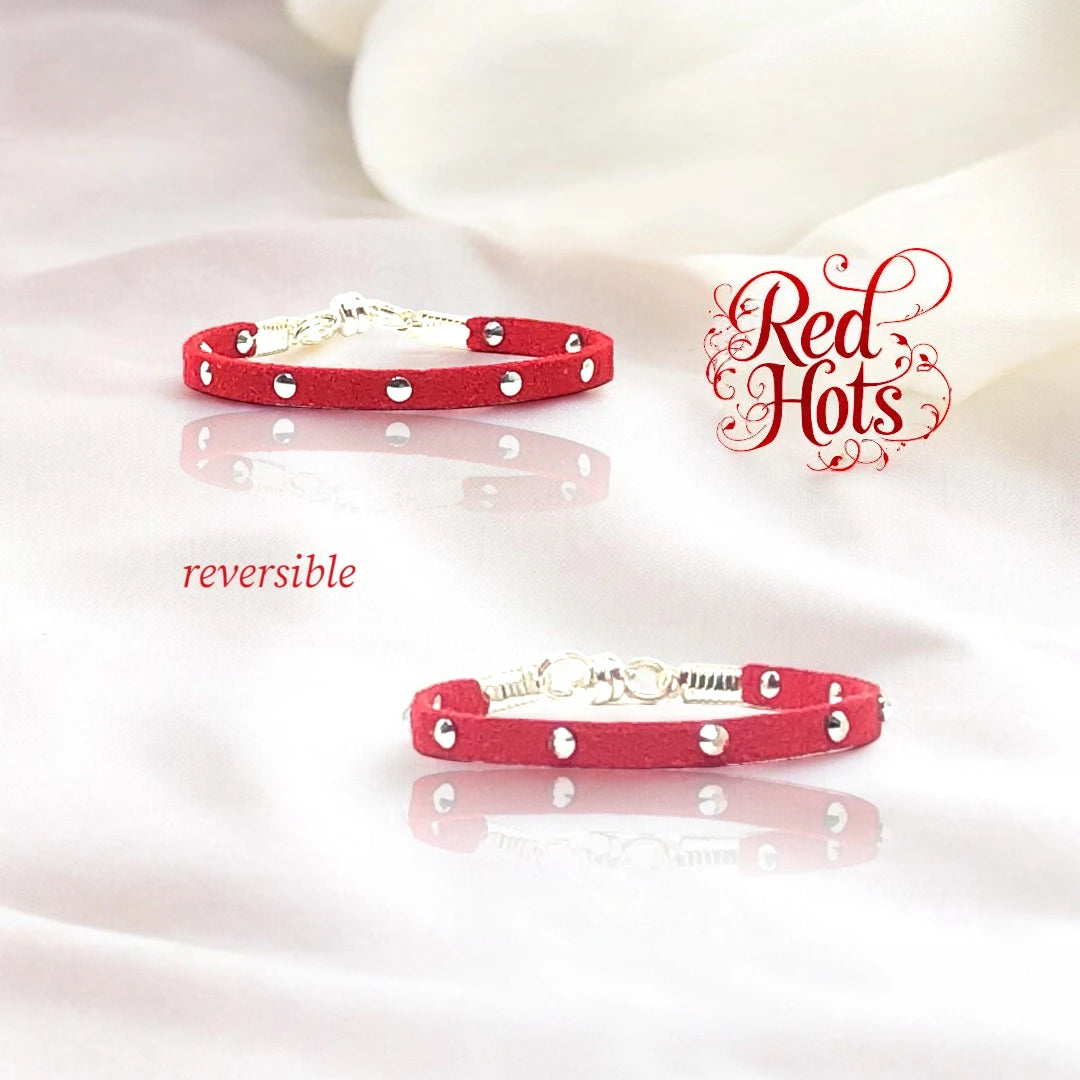Red Faux Suede Bracelet – "Red Hots" Collection - Chic & Bold