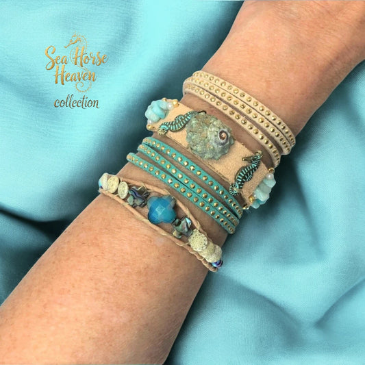 Sea Horse Heaven Suede Bracelets– Ocean-Inspired Elegance