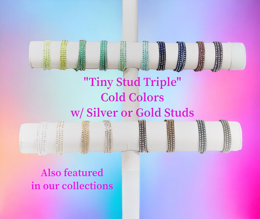 Tiny Stud Triple- Cold Colors