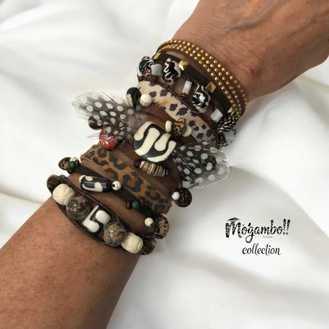 African Beads Mogambo Bracelet Set – Handcrafted Bohemian Style Jewelry-"African Safari"