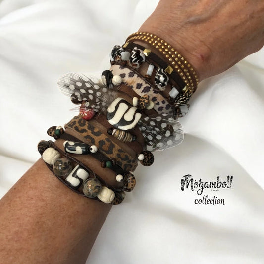 African Beads Mogambo Bracelet Set – Handcrafted Bohemian Style Jewelry-"African Safari"