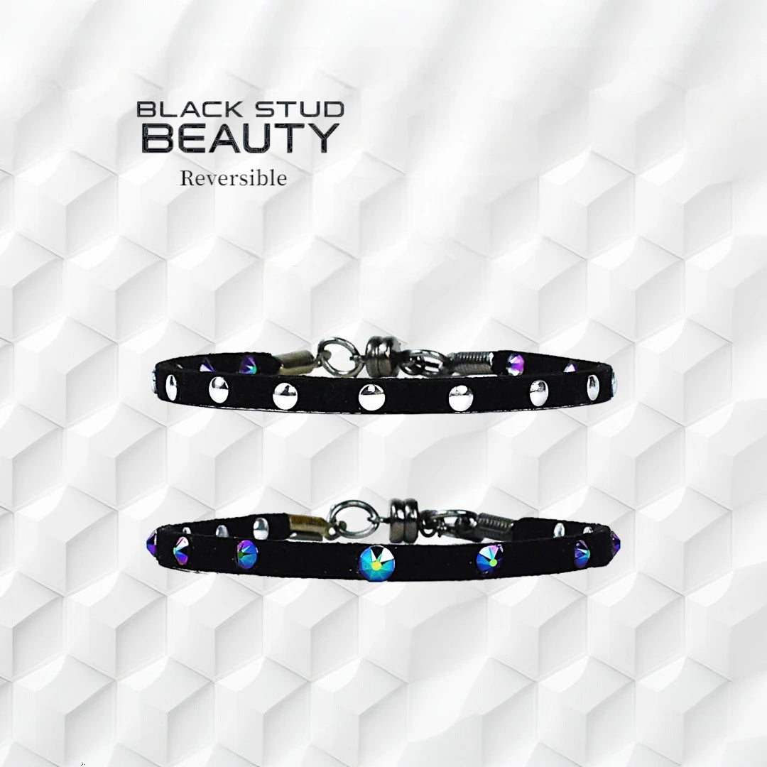 Faux Suede Studded Bracelet by Creations by LaBelle  "BLACK STUD BEAUTY"