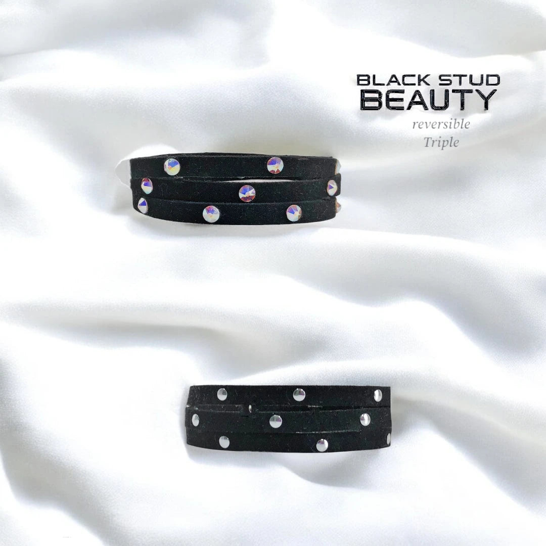 Faux Suede Studded Bracelet by Creations by LaBelle  "BLACK STUD BEAUTY"