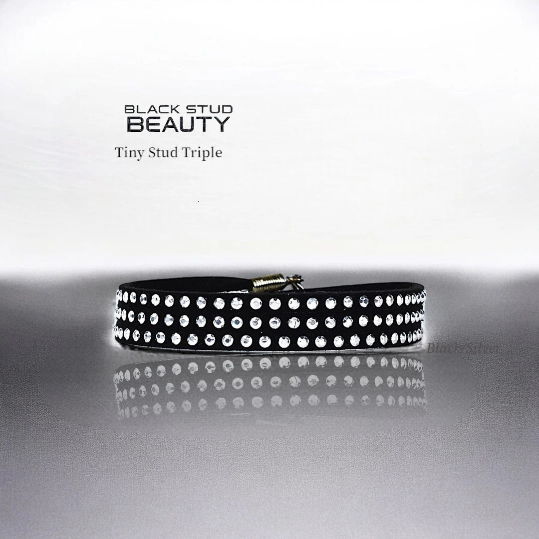 Faux Suede Studded Bracelet by Creations by LaBelle  "BLACK STUD BEAUTY"