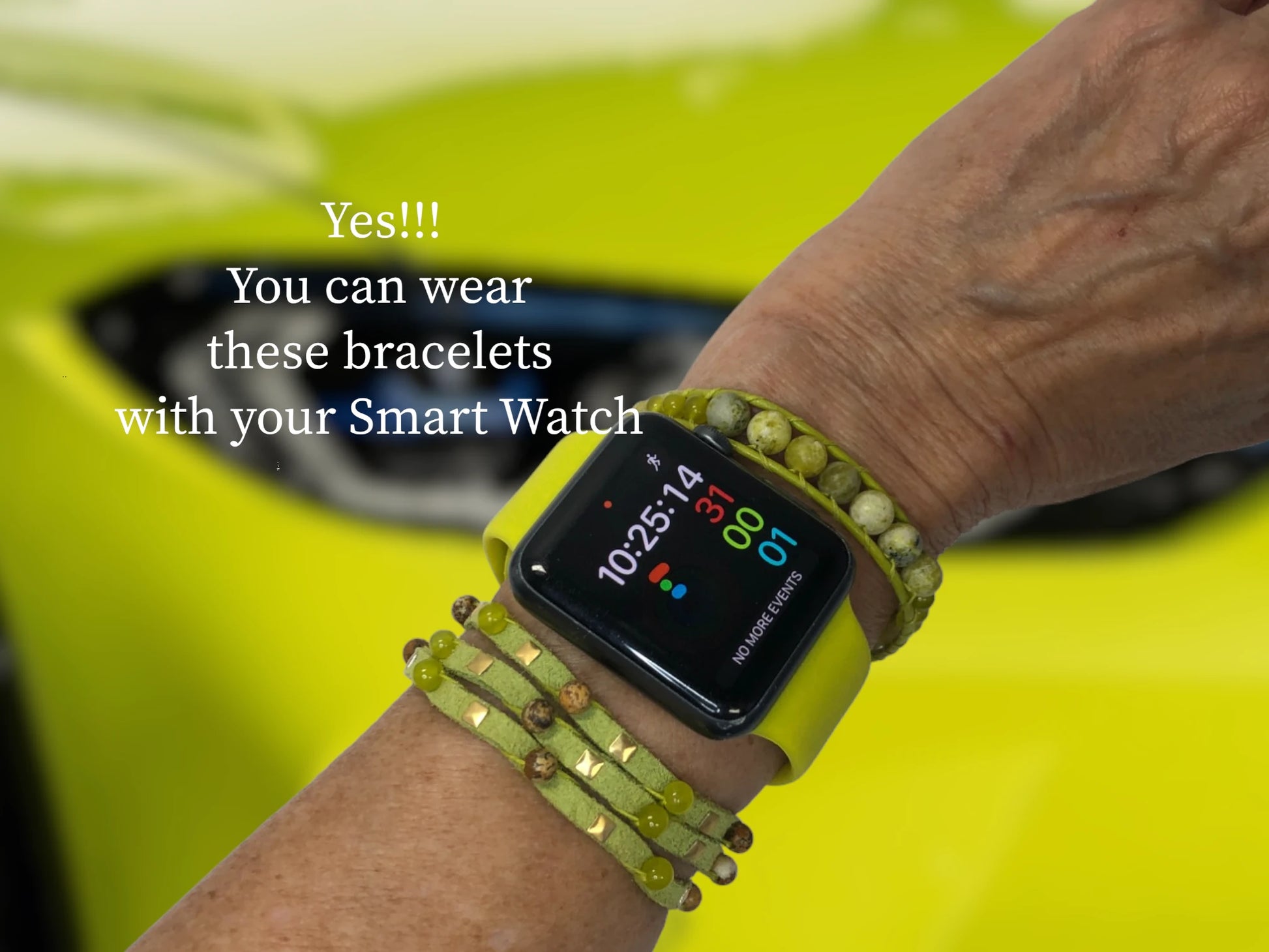 Smart watch bands come in every color and pattern and co-ordinate with these bracelets!