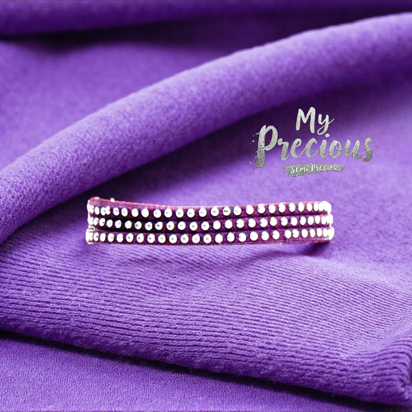 My Precious Semi Precious and Suede Bracelet Collection- Deep Purple