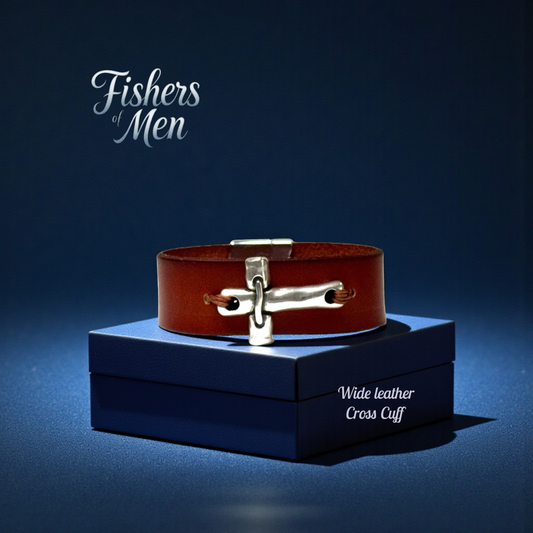 “Fishers of Men” – Wide Leather Cross Cuff