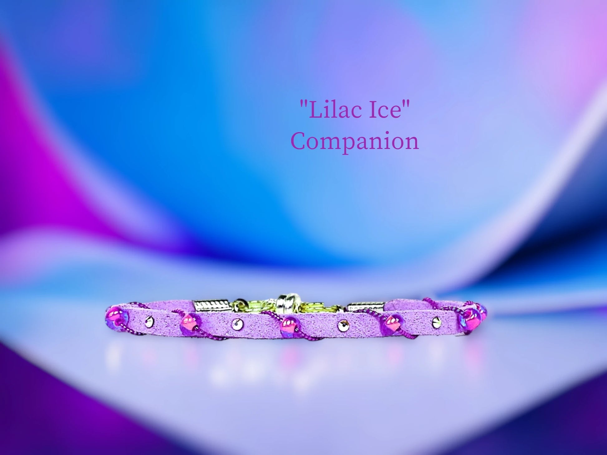 Single Companion wrap w/ cascading double bubble lilac and pink Czech beads. Magnet closure $18.99