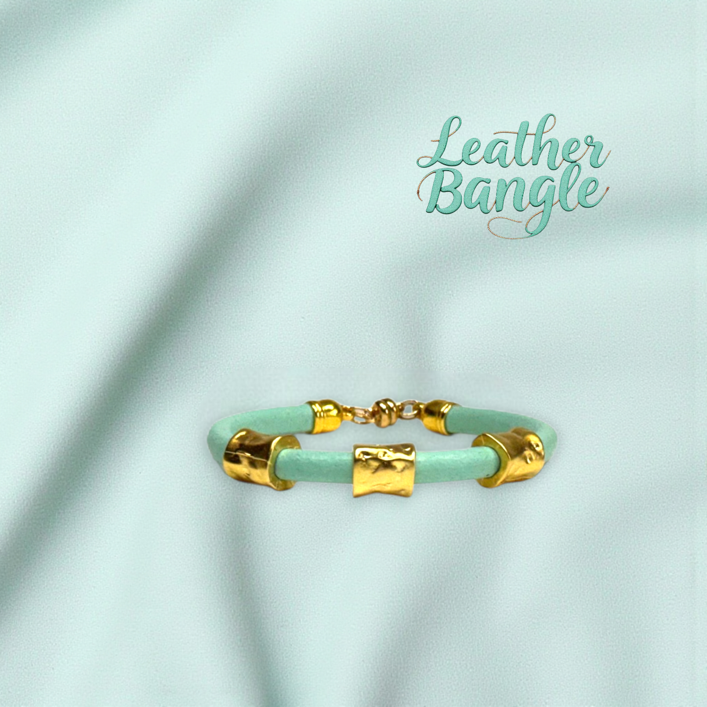 Leather Bangle – Mint
